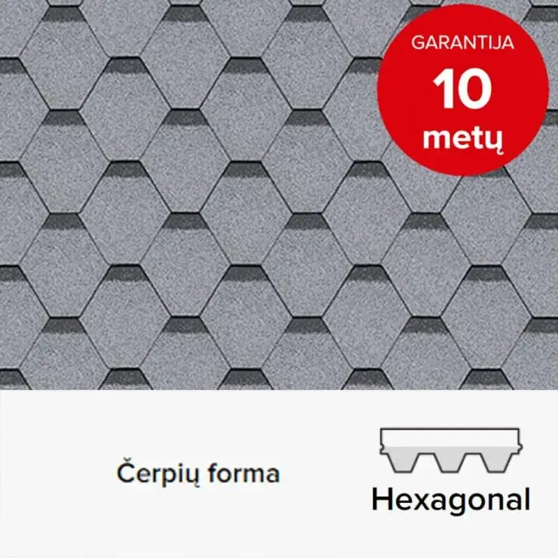 Mida Shinglas Bituminės Čerpės Standard Hexagonal 3m²